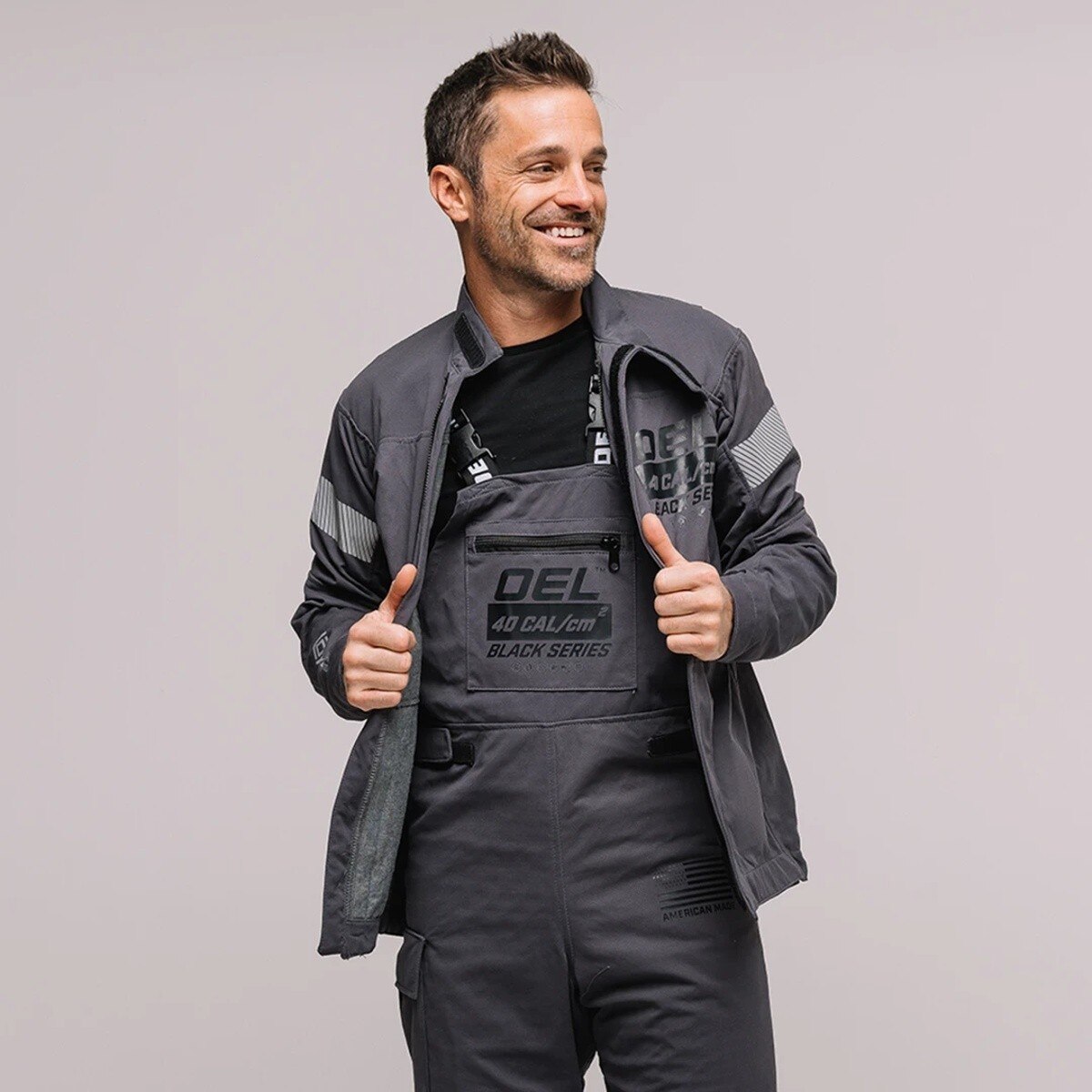 OEL Industries AFW40FL-PJB-M Medium 40 Cal Arc Flash Jacket and Bib Kit with Dual Fans and Lights