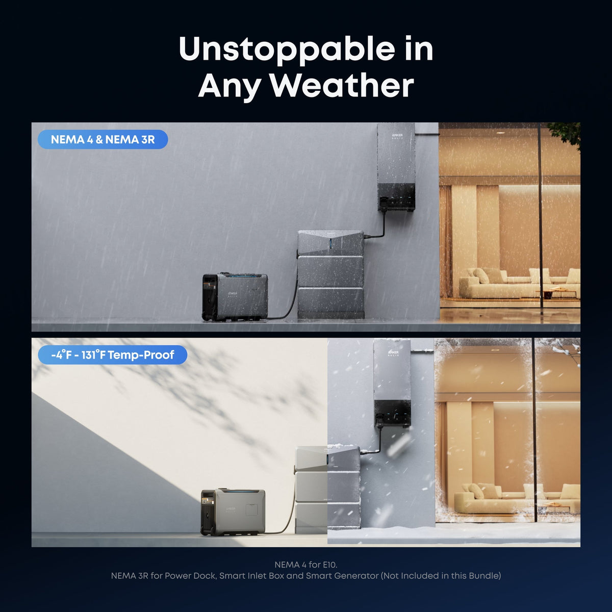 Anker B17E114A E10 Automatic Backup Kit | 12kWh LiFePO4 Battery | 10-30kW Turbo Output | Smart Grid & Storm-Guard