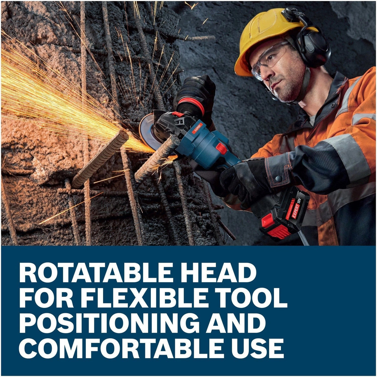 Bosch EXWS18V-15PSB18X EXPERT 18V 5" to 6" Brushless Angle Grinder Kit with No Lock-On Paddle Switch and 8.0 Ah Battery with Multi-Voltage Charger