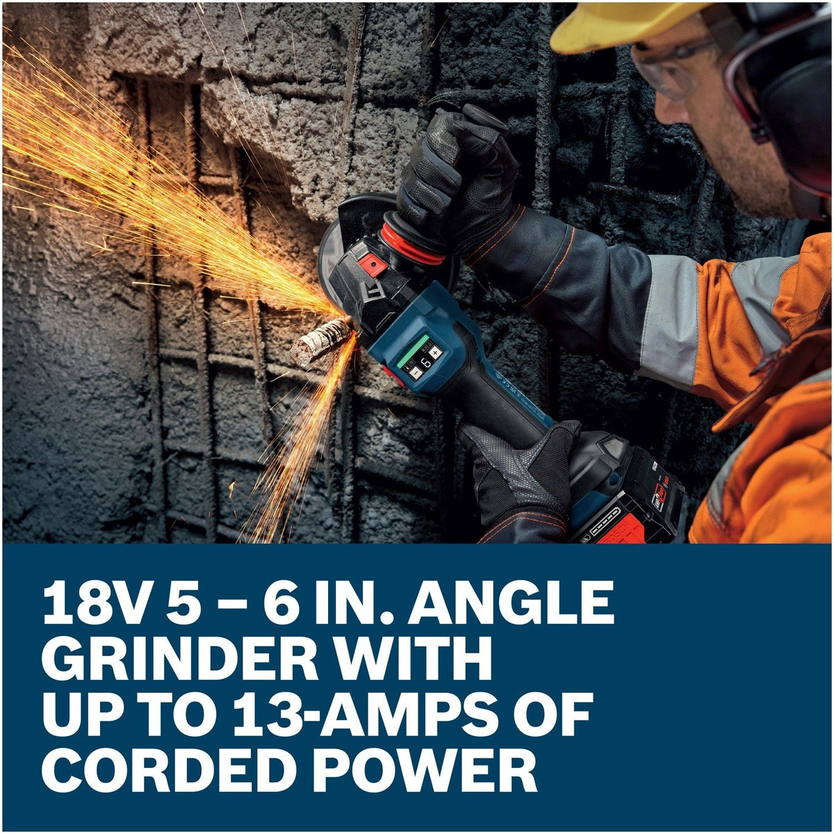 Bosch EXWS18V-15PSB18X EXPERT 18V 5" to 6" Brushless Angle Grinder Kit with No Lock-On Paddle Switch and 8.0 Ah Battery with Multi-Voltage Charger