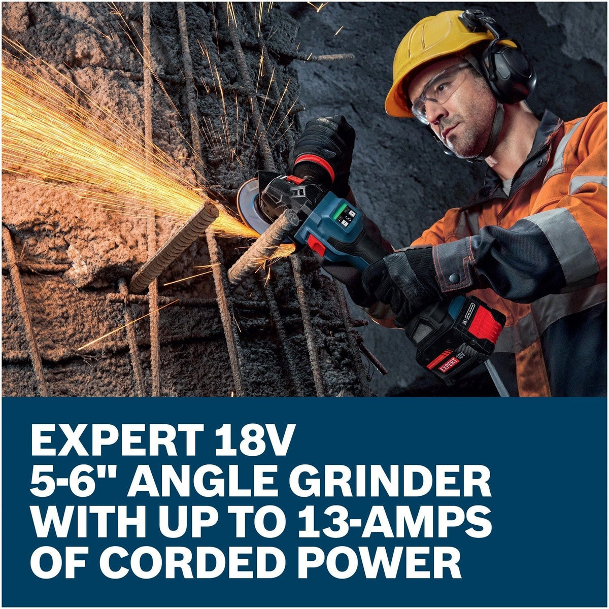 Bosch EXWS18V-15SB18X 18V 5" to 6" Brushless Angle Grinder Kit with 8 Ah Battery and Charger