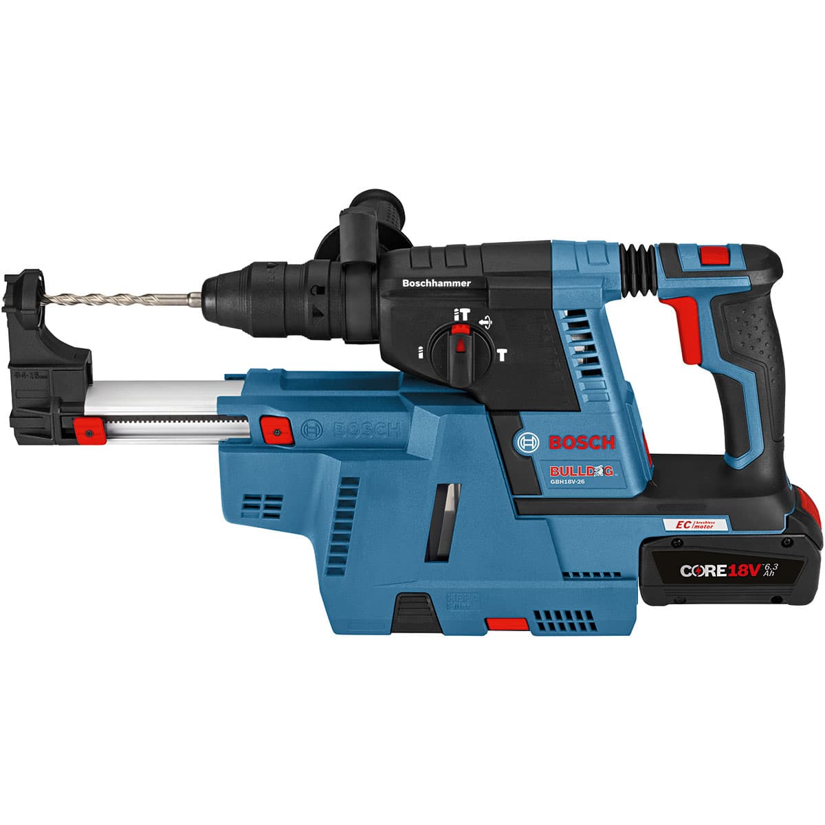 Bosch GBH18V-26K24AGDE 18V Brushless SDS-plus 1" Rotary Hammer Kit with Dust-Collection Attachment and CORE18V 8.0 Ah Batteries
