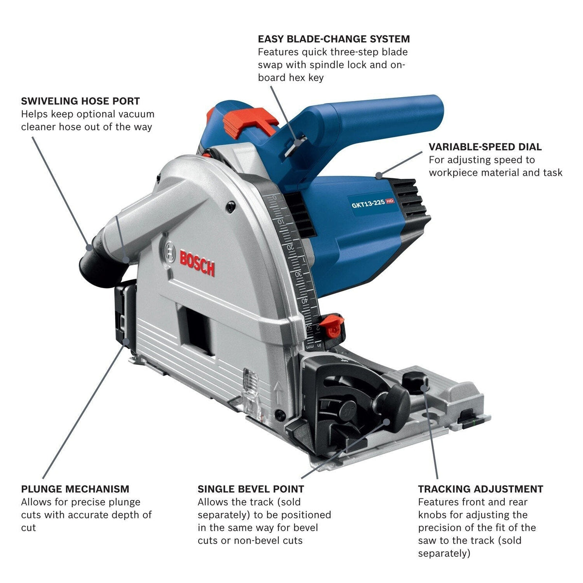 Bosch GKT13-225L 6-1/2" Corded Track Saw with Plunge Action and L-Boxx Carrying Case