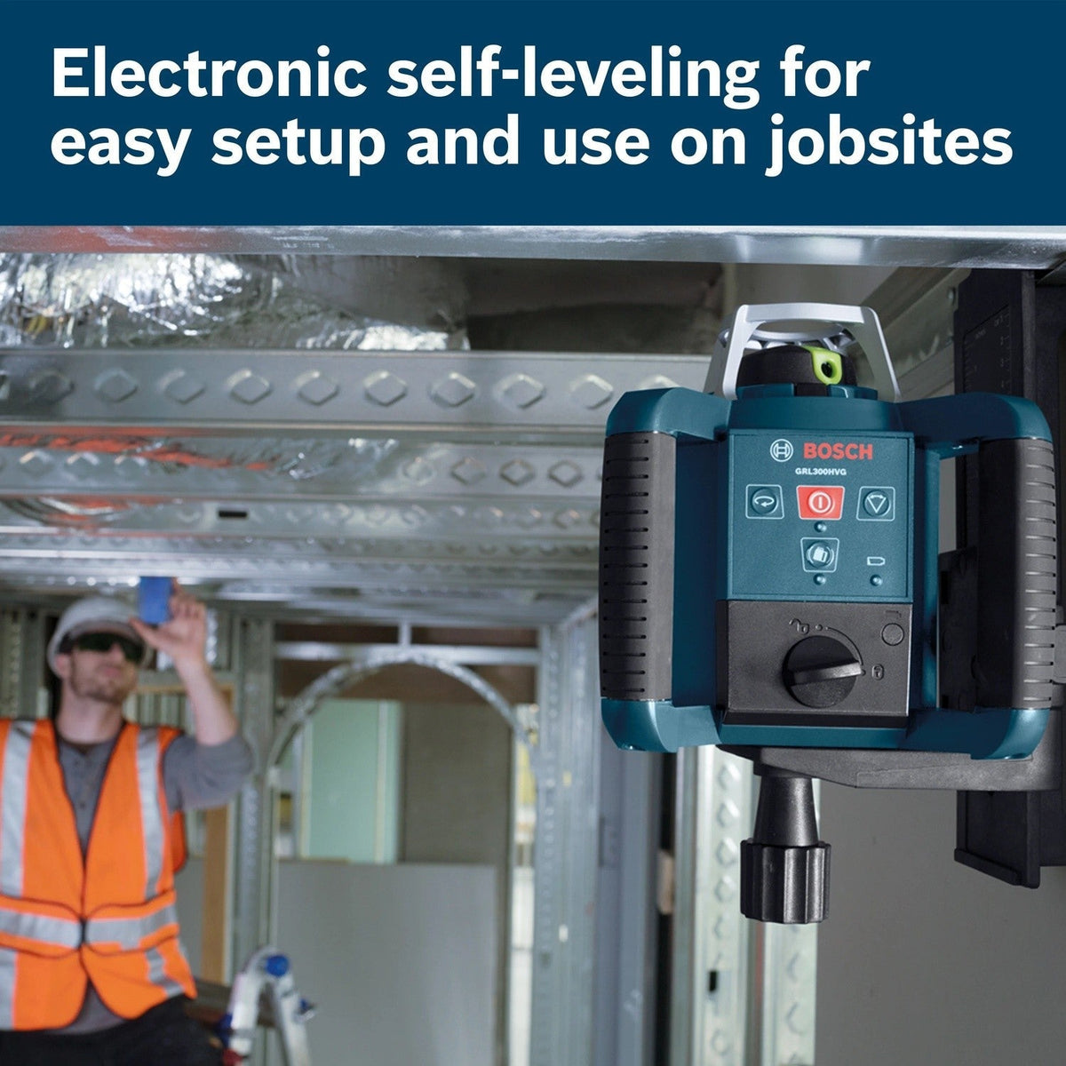 Bosch GRL 300 HVG Self Leveling Green Beam Rotary Laser with Layout Beam and 1000' Range
