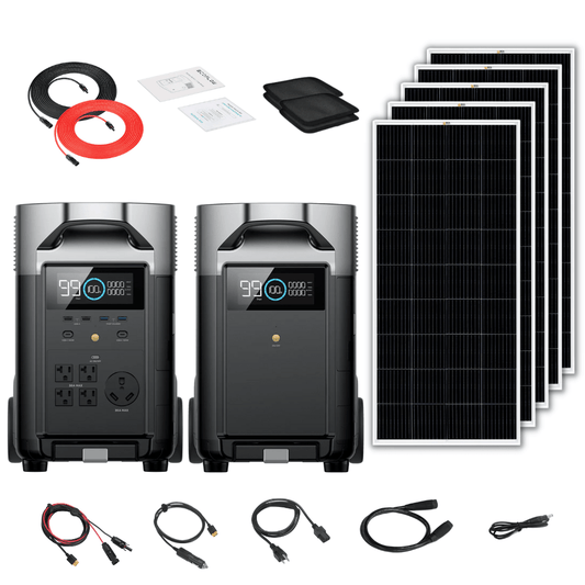 EcoFlow DELTA Pro With Extra Battery 7200Wh 3600W Solar Generator + 200W Rigid Monocrystalline Solar Panels Kit