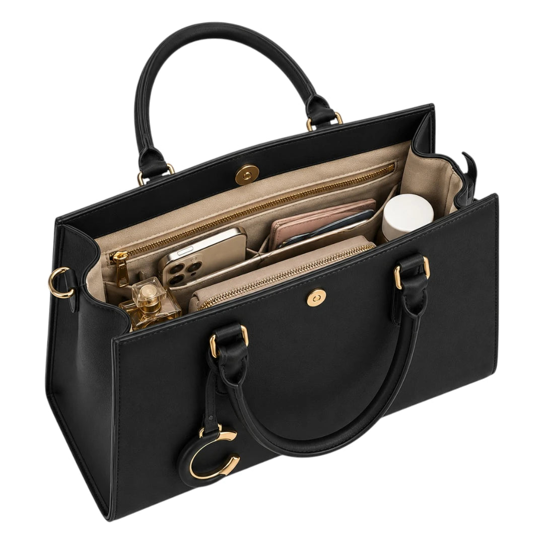 Elvenza Classic Black Women’s Structured Handbag