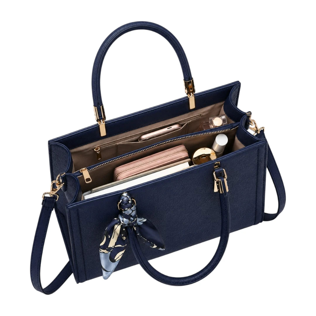 Elvenza Navy Scarf Women’s Structured Handbag