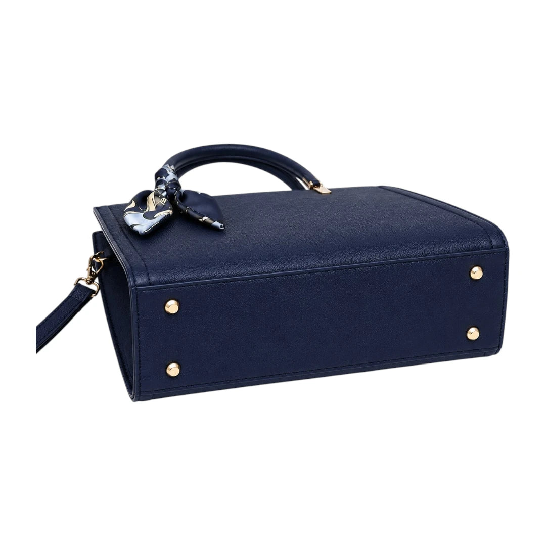 Elvenza Navy Scarf Women’s Structured Handbag
