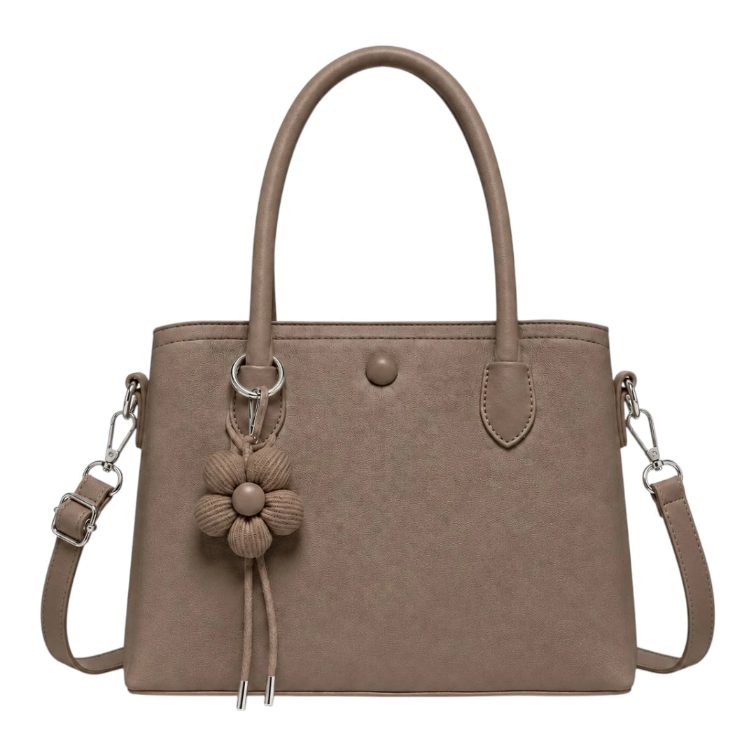 Elvenza Taupe Floral Women’s Structured Handbag