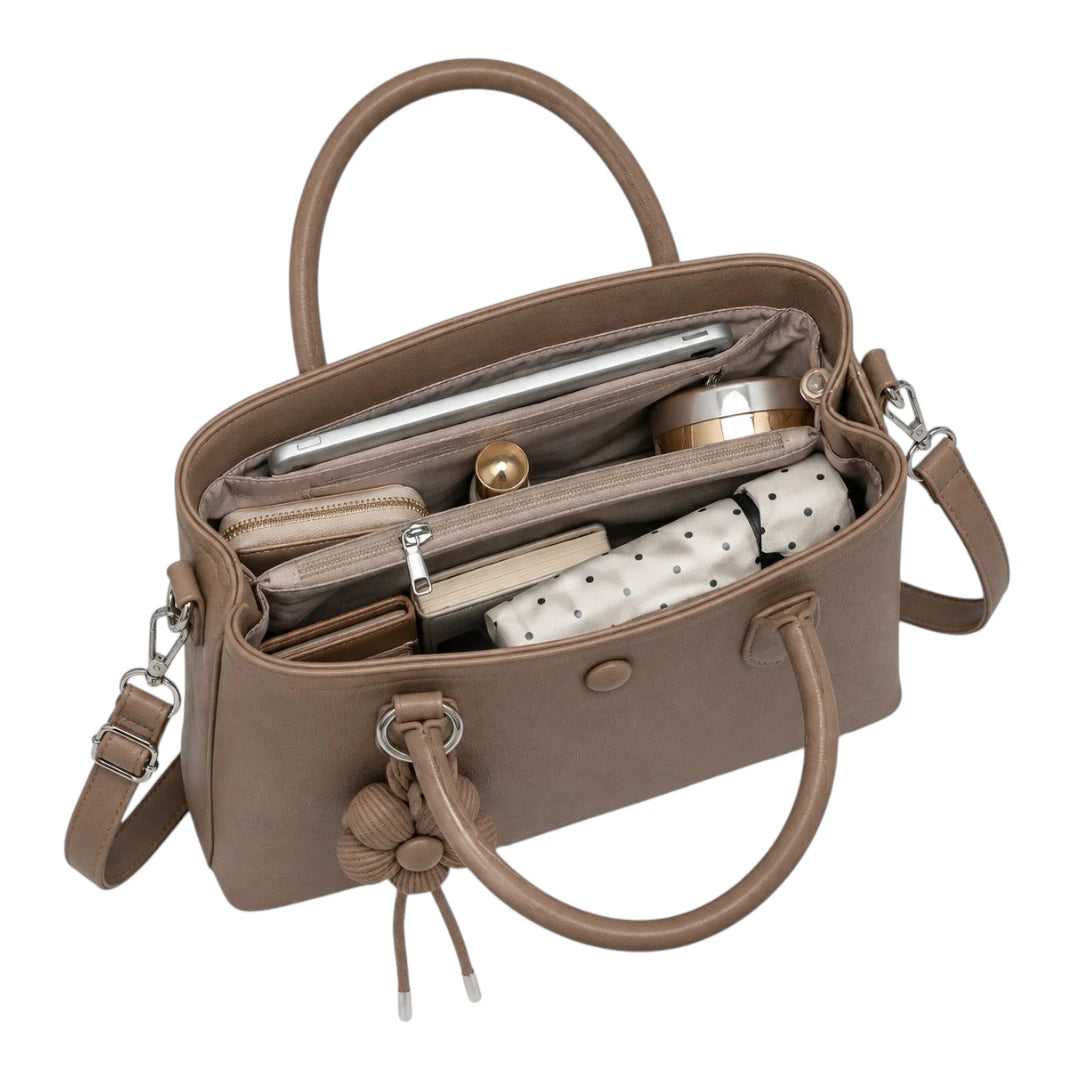 Elvenza Taupe Floral Women’s Structured Handbag