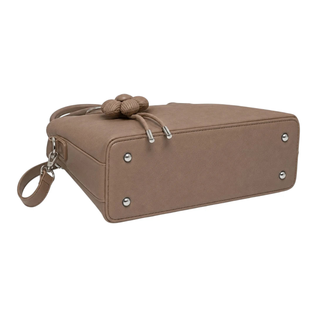 Elvenza Taupe Floral Women’s Structured Handbag