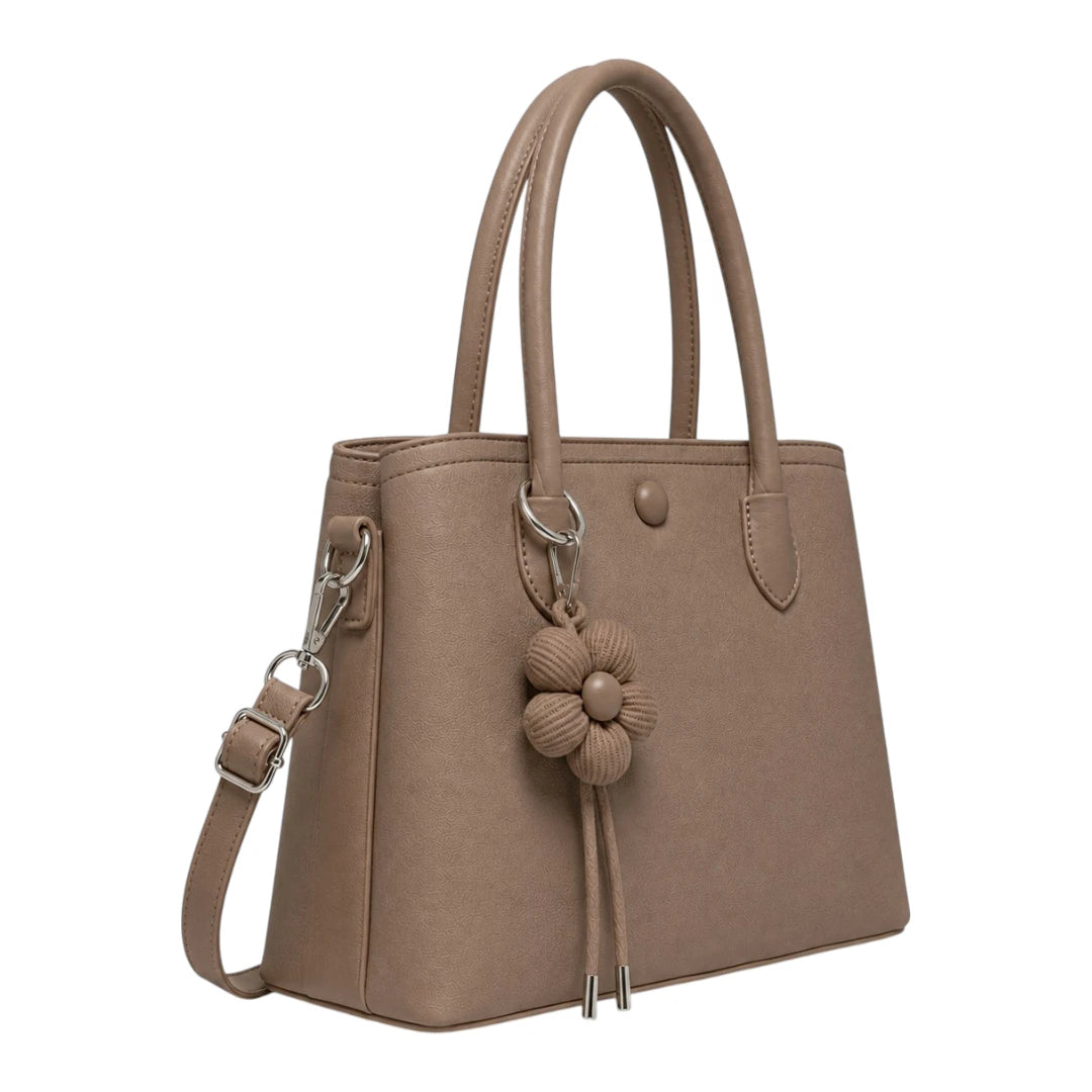 Elvenza Taupe Floral Women’s Structured Handbag