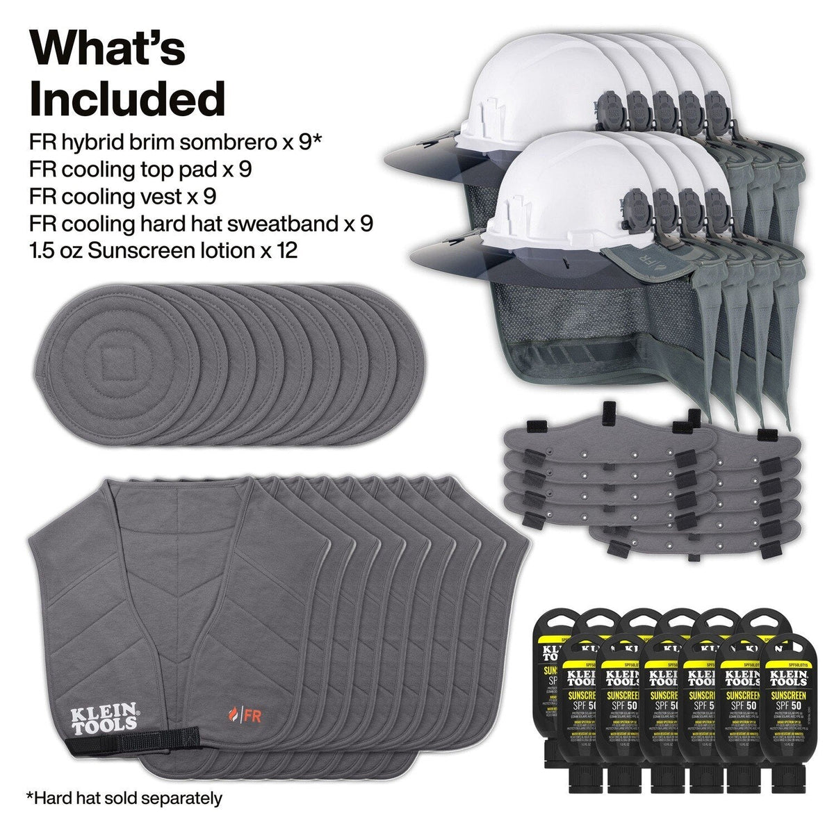 Klein FRSUMKIT1 Flame Resistant Summer Set with Hybrid Brim and SPF 50 Sunscreen (48 Piece)