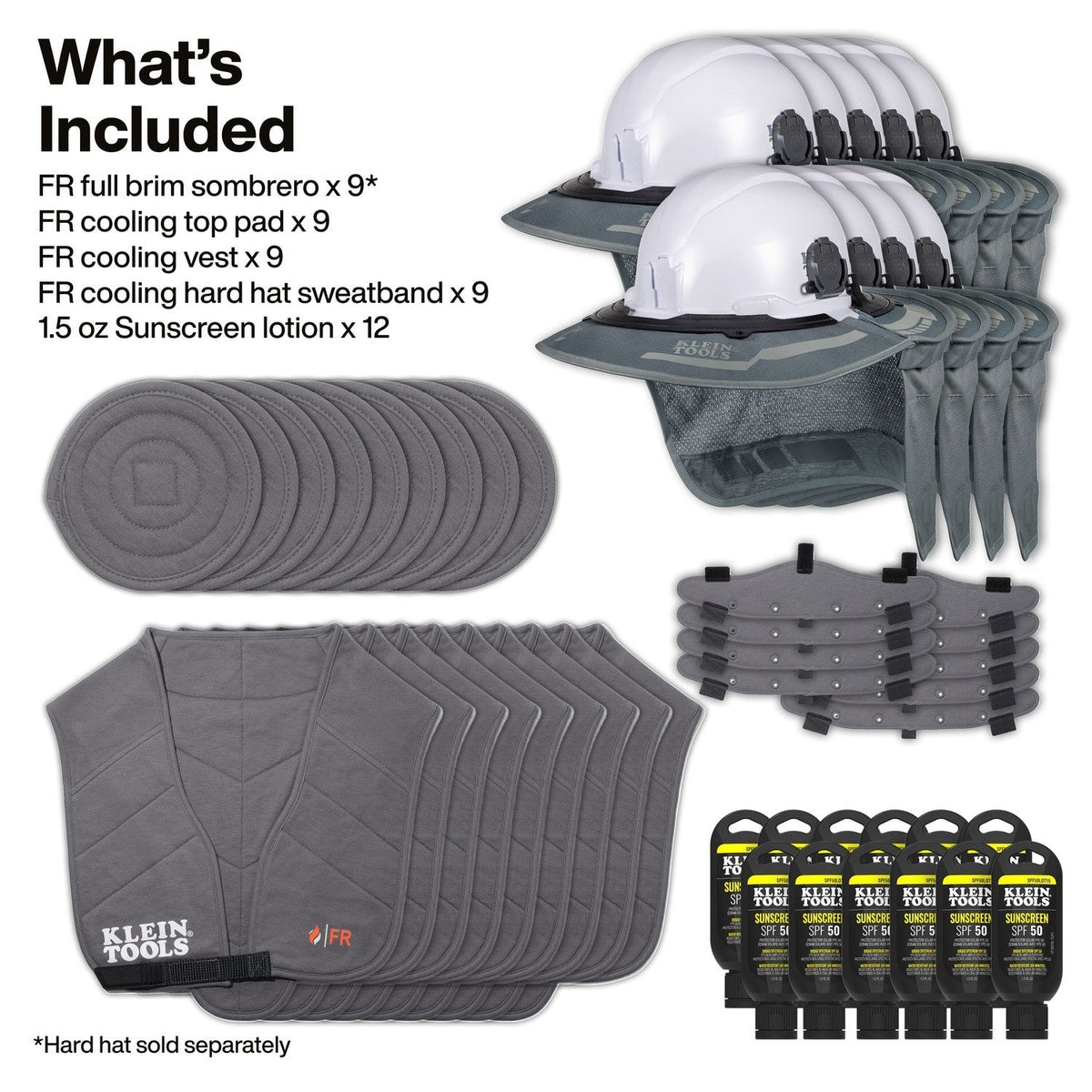Klein FRSUMKIT2 Flame Resistant Summer Set Full Brim Cooling Kit (48 Piece)