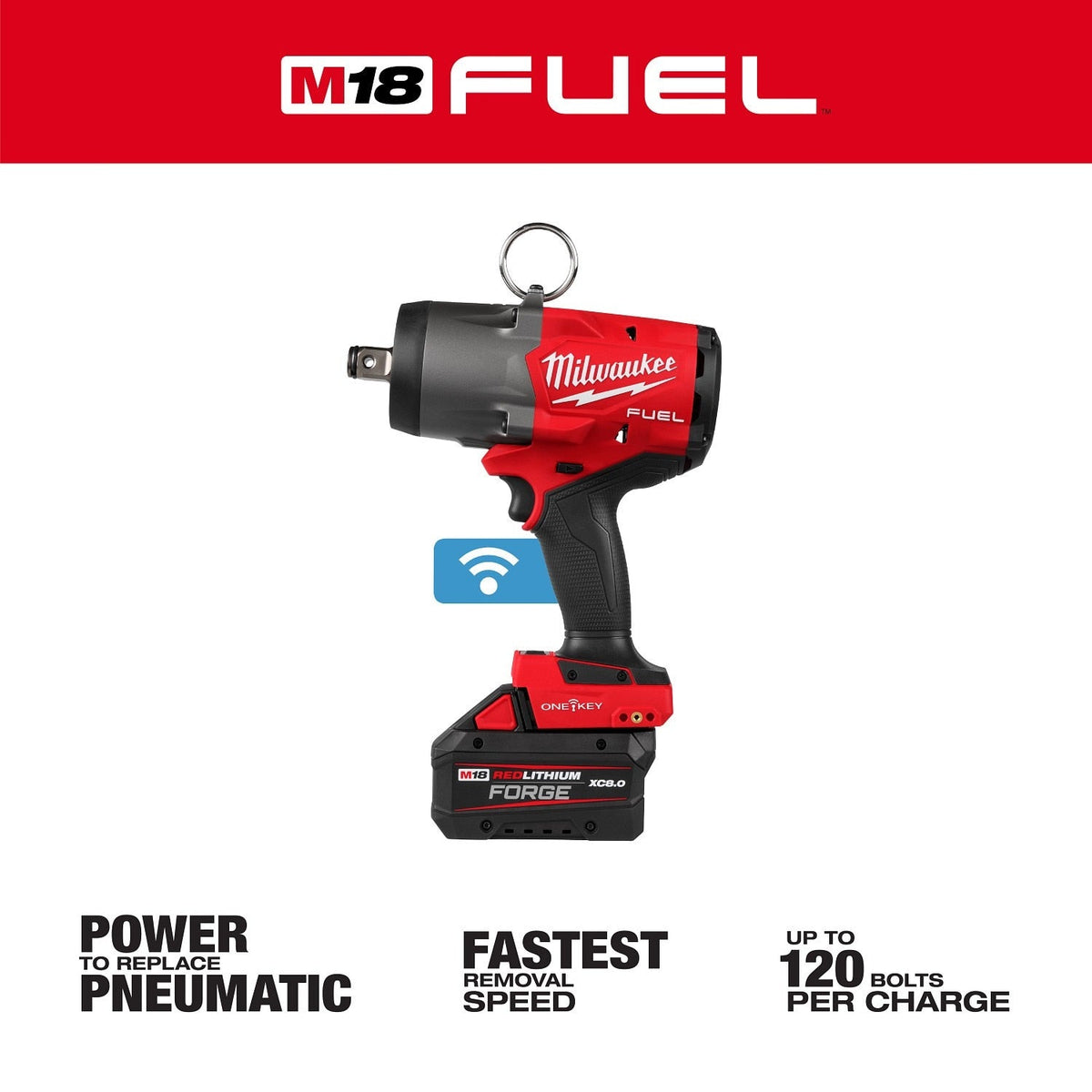 Milwaukee 2964-22 M18 FUEL 3/4" High Torque Impact Wrench Kit with ONE-KEY (2 Batteries)