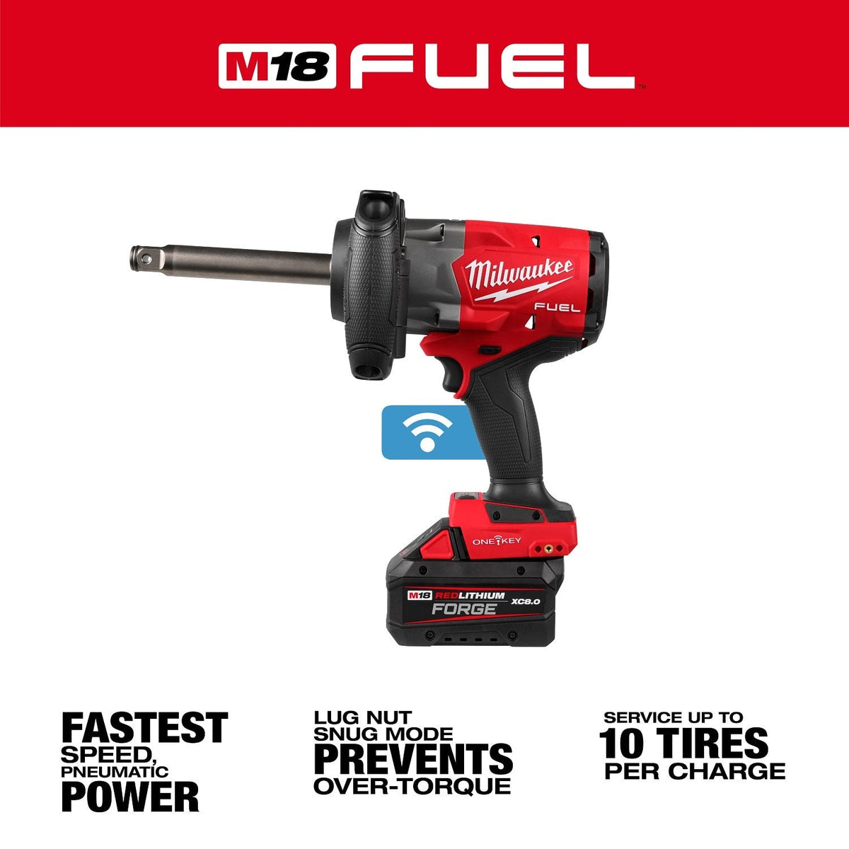 Milwaukee 2969-22 18V 3/4" Extended Anvil High Torque Impact Wrench Kit with ONE-KEY (2 Batteries, 1 Charger)
