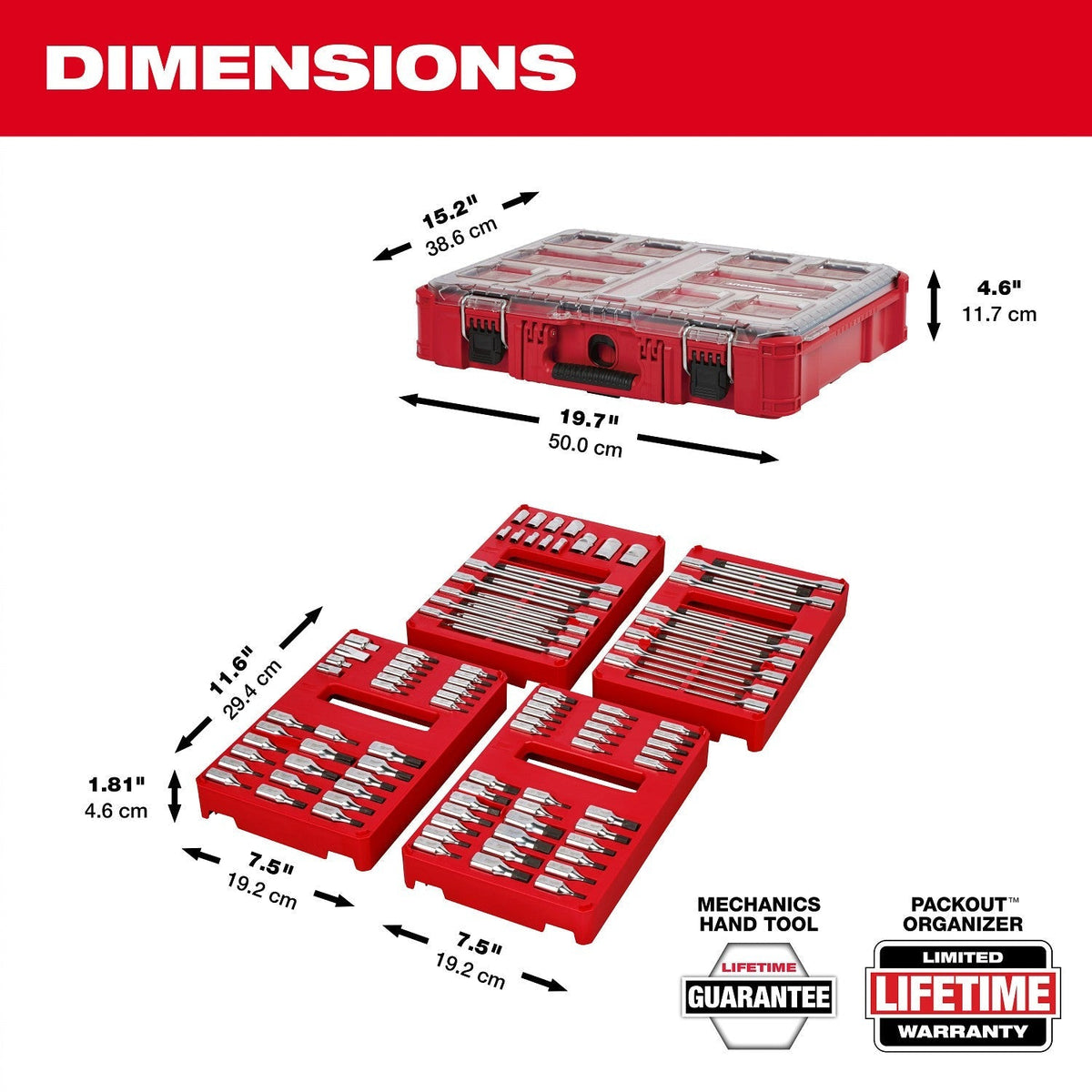 Milwaukee 48-22-9280 1/4"  3/8" 1/2" Drive Bit Socket Set with PACKOUT Organizer (106-Piece)