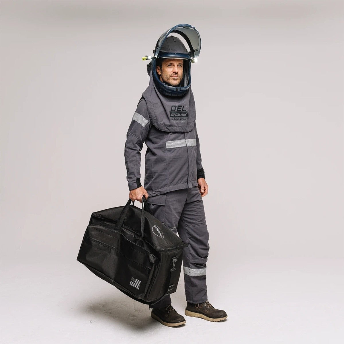OEL Industries AFW40FL-PJB-M Medium 40 Cal Arc Flash Jacket and Bib Kit with Dual Fans and Lights