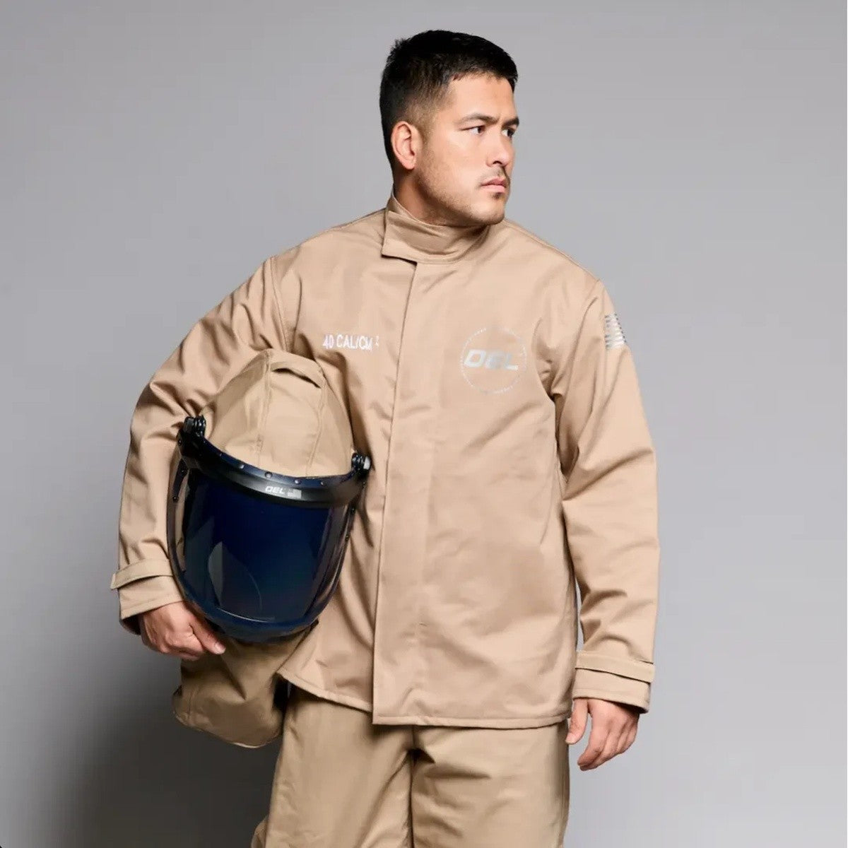 OEL Industries AFW40LF-FL-KFJB-XL 40 Cal Arc Flash Jacket and Bib Kit with Li' Front Hood Khaki XL