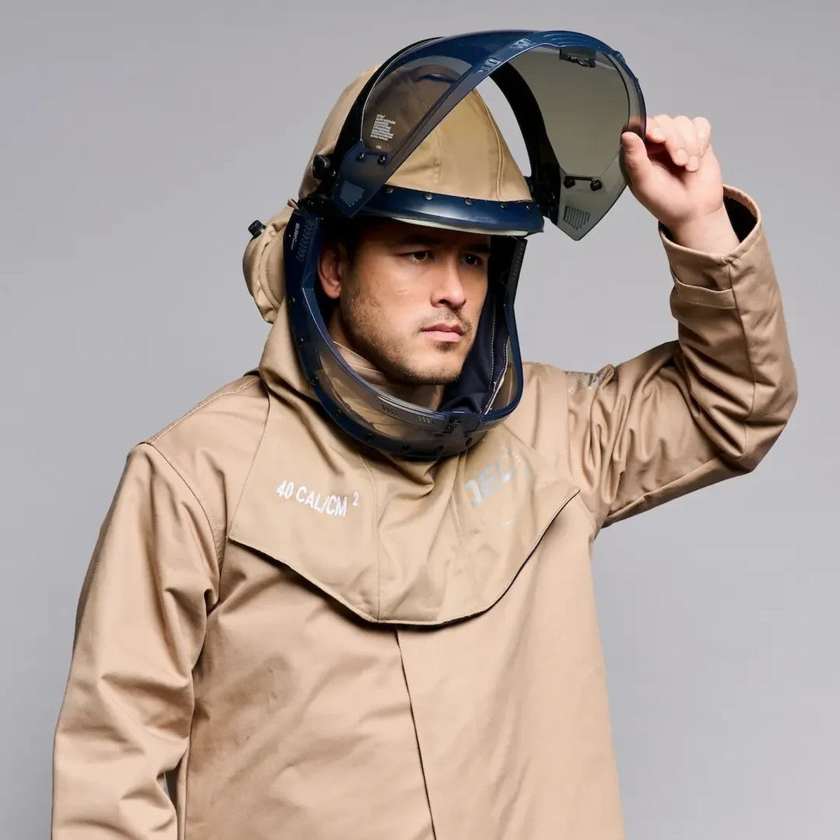 OEL Industries AFW40LF-FL-KFJB-XL 40 Cal Arc Flash Jacket and Bib Kit with Li' Front Hood Khaki XL