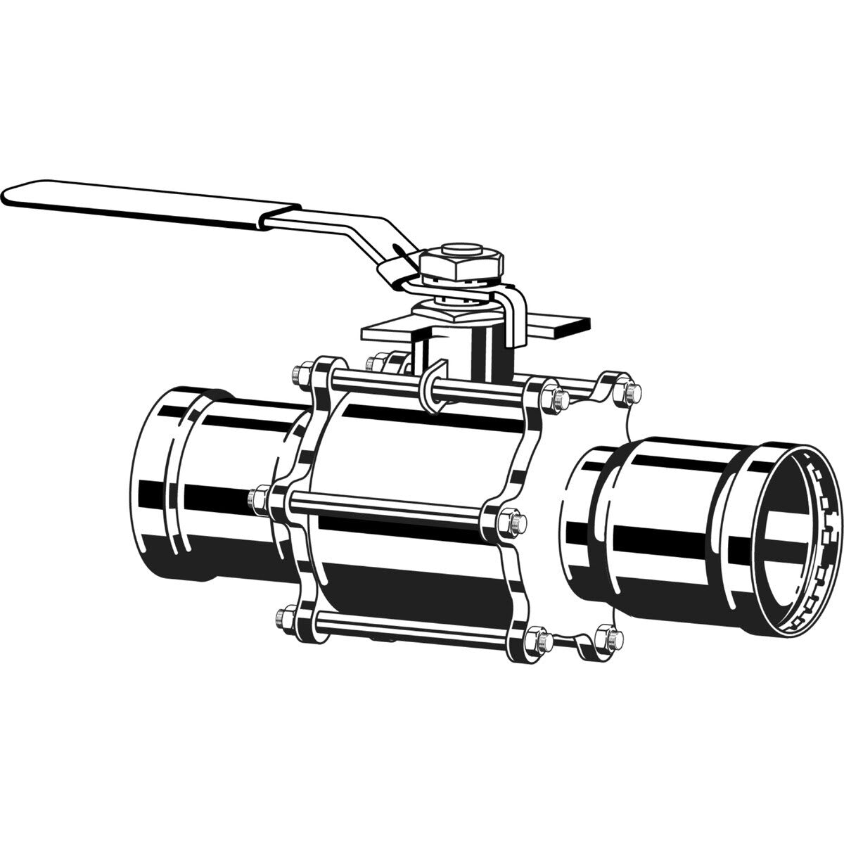 Viega 86665 (5175.8XL) MegaPress 316 2-1/2 in. Press 3-Piece Ball Valve (1 Each)