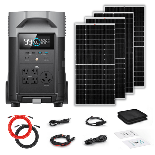 EcoFlow DELTA Pro 3600Wh 3600W Solar Generator + 250W Rigid Monocrystalline Solar Panels Kit