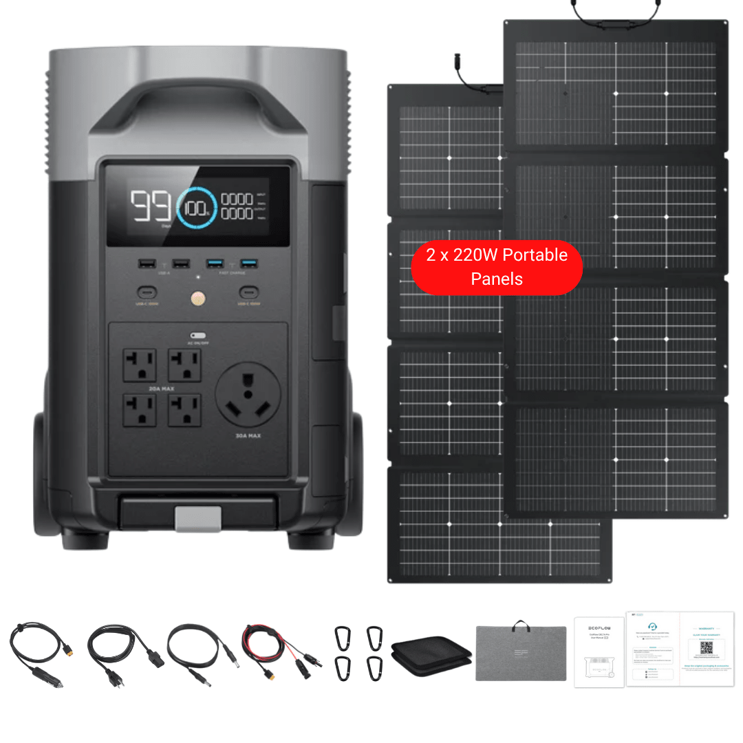 EcoFlow DELTA Pro Solar Generator + 220W Portable Solar Panels