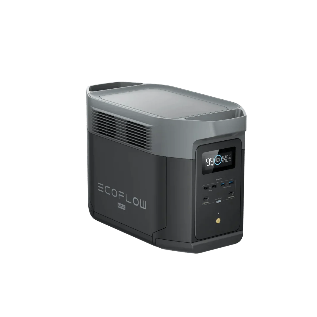 EcoFlow Delta 2 Max With Extra Battery 4096Wh 2400W LiFePO4 Solar Generator + 200W Portable Monocrystalline Solar Panels Kit