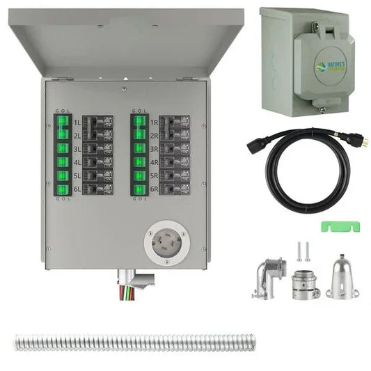 Natures Generator 12-Circuit 120/240V 30A Non-Automatic Power Transfer Switch + 30A Inlet Box