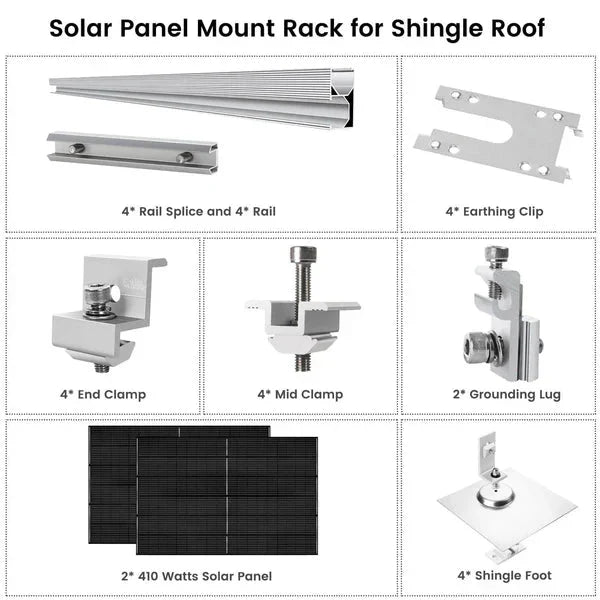 Natures Generator 2 x 410 Watt Monocrystalline Solar Panel  With Solar Panel Mount Rack